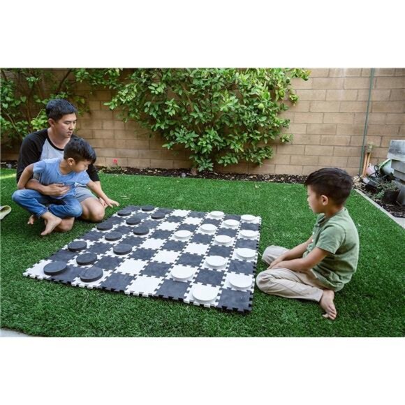 SWOOC Games - 2-in-1 Reversible Giant Checkers & Tic Tac Toe Game - Picture 2 of 7